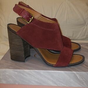 Franco Sarto Burgundy Suede Block Heels